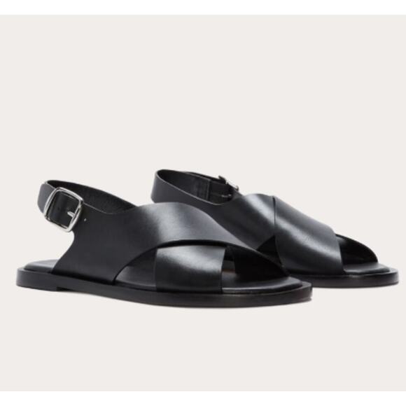 Everlane The City Crossover Sandal Black Leather Size 5 New without Box - Picture 2 of 12